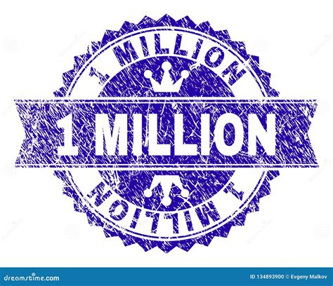 Scratched Textured 1 Million Stamp Seal With Ribbon Stock Vector