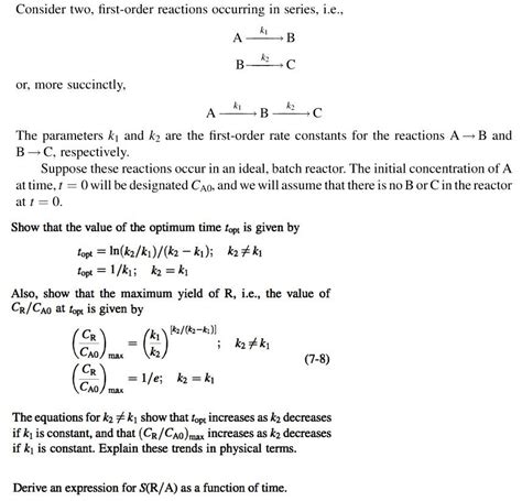 Solved Consider Two First Order Reactions Occurring In