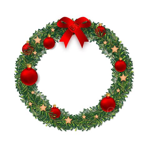 Christmas Wreath With Star And Balls Christmas Wreath Christmas Christmas Decoration Png And