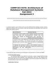 Dbms Assignment Docx Comp Sci Architecture Of Database