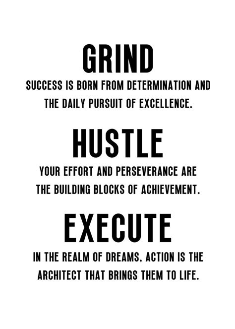 Grind Hustle Execute Poster Picture Metal Print Paint By Wezt