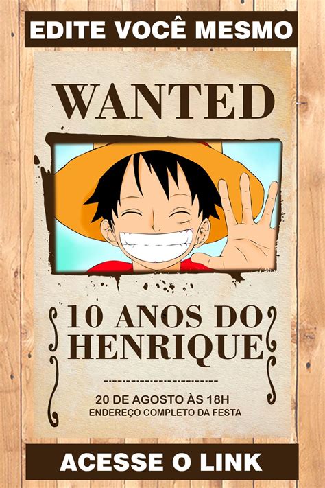 Convite Digital One Piece Procurado Elo Produtos Especiais