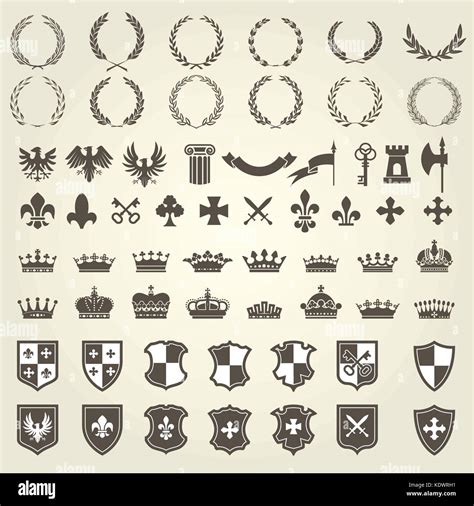 Heraldry kit of knight blazons and coat of arms elements - medieval ...