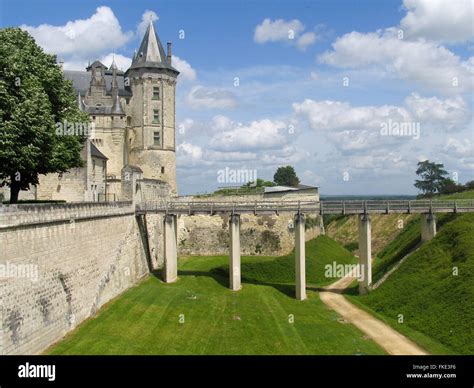 Château De Saumur And Moat Stock Photo Alamy