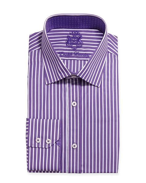 English Laundry Bold Stripe Woven Dress Shirt In Purple For Men Lyst