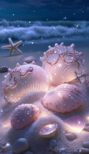 Premium Ai Image Sea Shells On The Beach Wallpapers