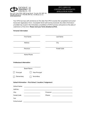 Fillable Online Cpco On Cpco Services Contracted Associates Application