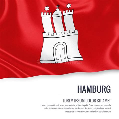 Flag Of German State Hamburg Waving On An Isolated White Background