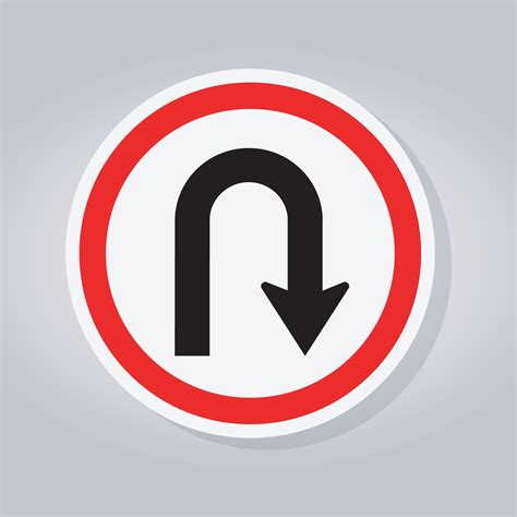 U Turn Left Traffic Road Sign Vector Art At Vecteezy