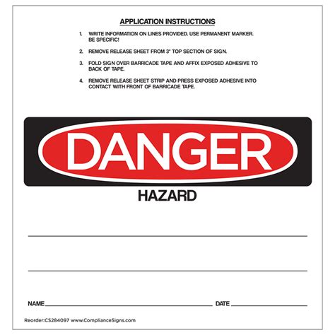 Barricade Label Hazard Name Date Osha Danger Cs284097