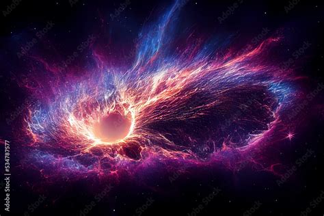 Obraz Destruction Of Massive Star And Birth Of Black Hole 3D Artwork