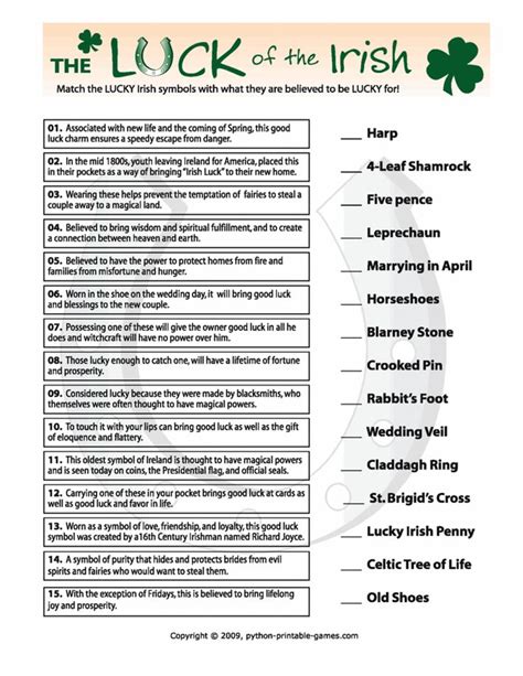 Free Printable St Patricks Day Trivia Questions And Answers