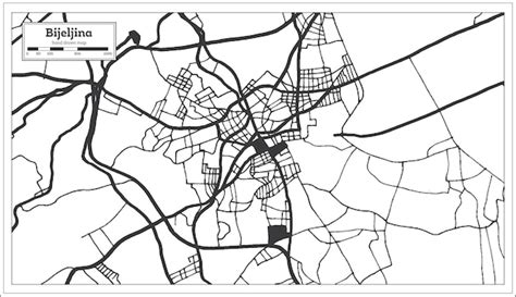 Premium Vector Bijeljina Bosnia And Herzegovina City Map In Black And