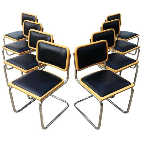 Classic Set Of 8 Marcel Breuer Cesca Chairs Made In Italy At 1stdibs Marcel Breuer Chair Made