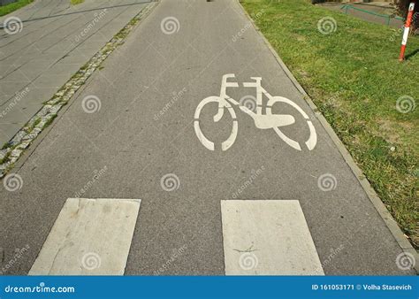 Bicycle Pictogram Road Marking Bicycle Track City Stock Image