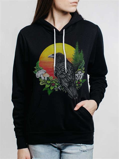 Raven Sunset Multicolor On Black Womens Pullover Hoodie Curbside