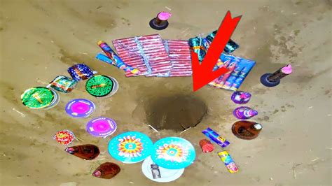 19 Different Types Of Crackers Inside A Big Hole Fireworks Testing