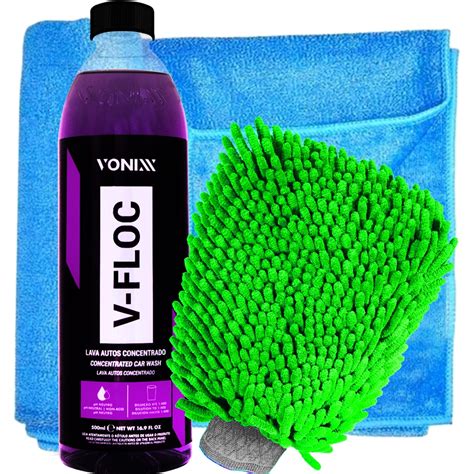 Kit Para Lavar Carros E Motos Shampoo V Floc Vonixx 500ml Luva E