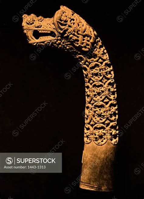 Wooden Post With Carved Animal Head From The Oseberg Grave Burial