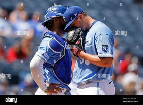 Kansas City Royals Catcher Mj Melendez Left And Pitcher Brad Keller