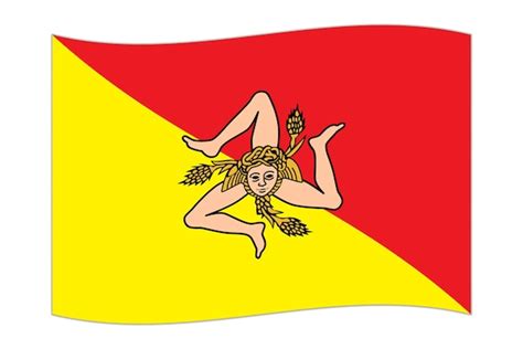 Premium Vector Waving Flag Of Sicily Region Administrative Division