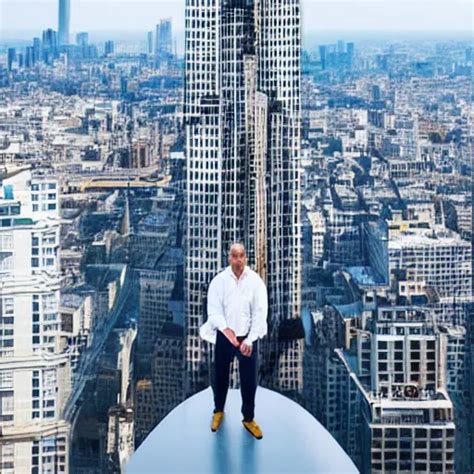 A Person Standing On Top Of A Tall Building A Stock Stable Diffusion