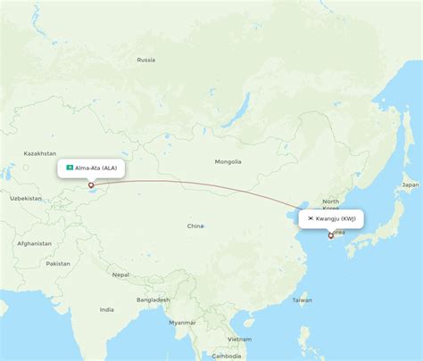 All Flight Routes From Almaty To Gwangju ALA To KWJ Flight Routes