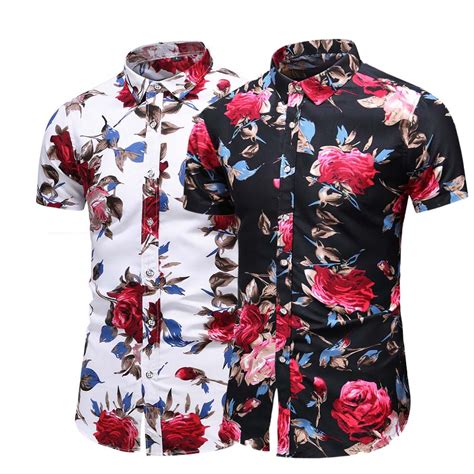 Kit Camisa Floral Masculina Manga Curta Barata Praia Social Slim