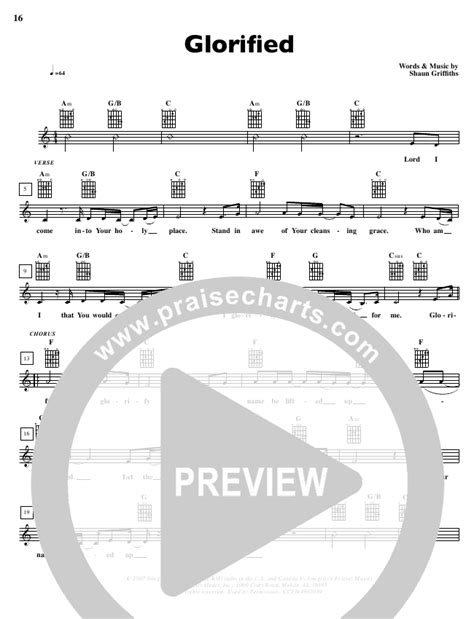 Glorified Sheet Music Pdf Parachute Band Praisecharts