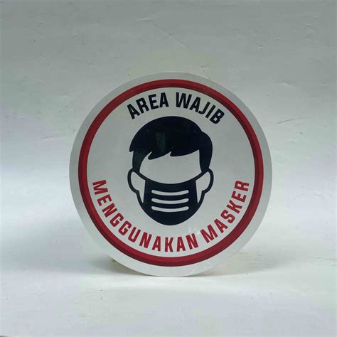 Jual Sticker Waterproof Stiker Wajib Pakai Masker Putih Stiker