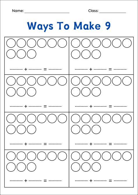 Ways To Make 8 And 9 Kindergarten Math Worksheets Making 8 And 9