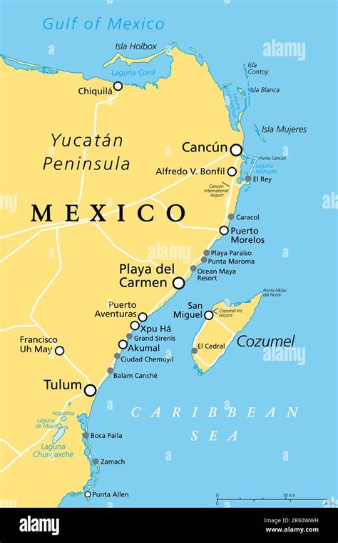 Cancun Cozumel Et Riviera Maya Mexique Carte Politique Cancun