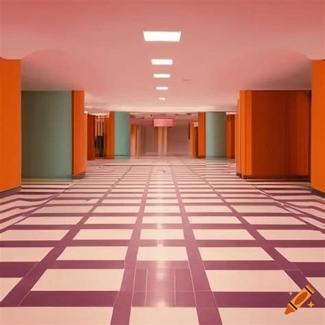 Surrealistic Hotel Lobby With Pastel Candy Colors And Tiled Floors On Craiyon