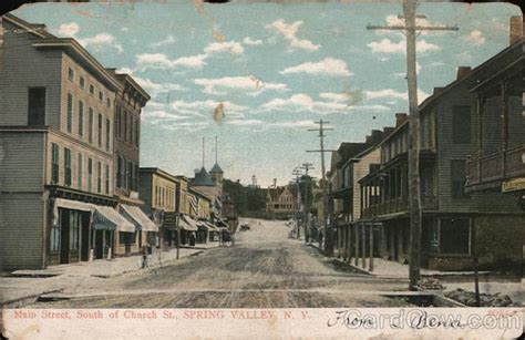 Main Street South of Church St. Spring Valley, NY Postcard