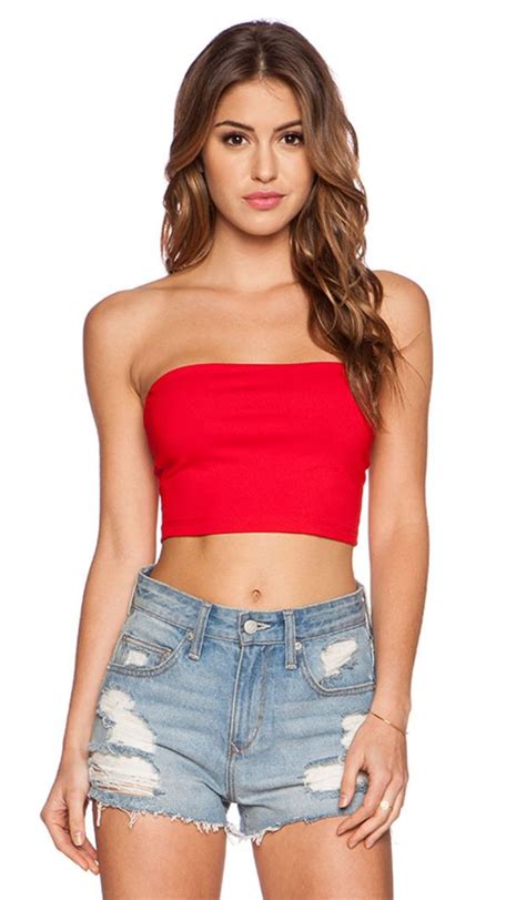 Susana Monaco Tube Crop Top In Red Tube Top Outfits Top Summer Outfits Crop Top Outfits