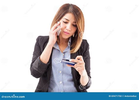 Calling Customer Support At A Bank Stock Photo Image Of Copyspace