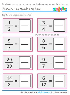 Ejercicios De Fracciones Equivalentes Para Imprimir Abc Ficha Nbkomputer