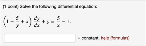 Solved 1 Point Solve The Following Differential Equation