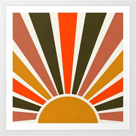 Simple Colorful Retro Sunrise Art Print Sunrise Art Sunrise Painting