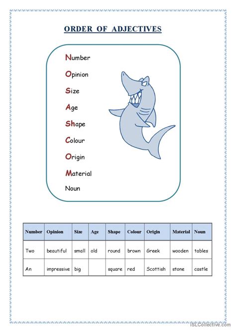 Order Of Adjectives Guided Discovery English Esl Worksheets Pdf And Doc