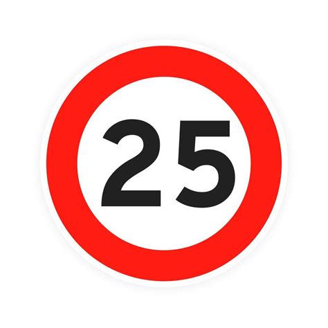 Speed limit 25 round road traffic icon sign flat style design vector ...