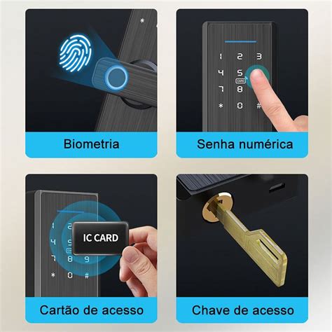 Fechadura Inteligente Wi Fi Biometria Senha Cart O App Tuya Bragante