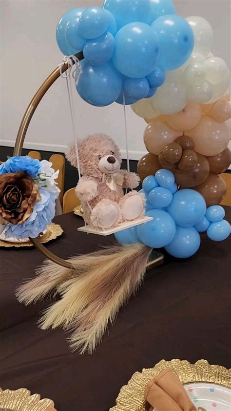 Swinging Bear Table Centerpiece Boy Baby Shower Centerpieces Baby