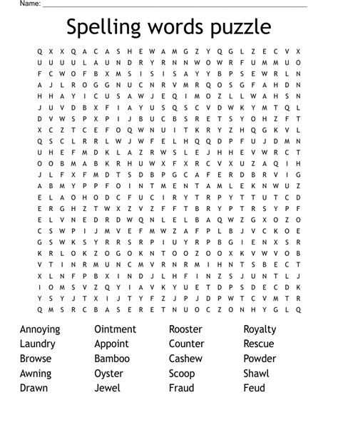 Spelling Words Puzzle Word Search WordMint