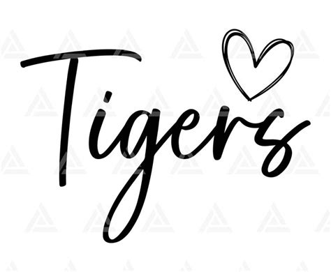 Tiger Script Herz SVG, Tigers Schulgeist, Tigers Maskottchen, Tigers ...