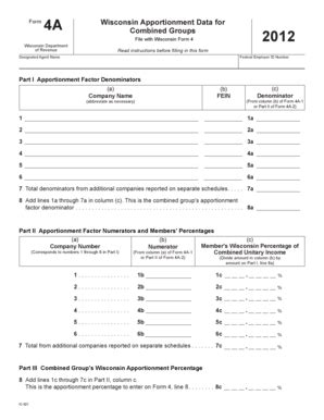 Fillable Online Revenue Wi Ic Form A Wisconsin Apportionment