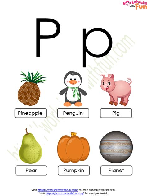 Topic Letter P And P Worksheets English Preschool Wwf