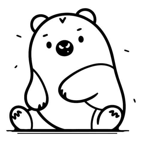 Lindo oso polar de dibujos animados sentado en el suelo Ilustración