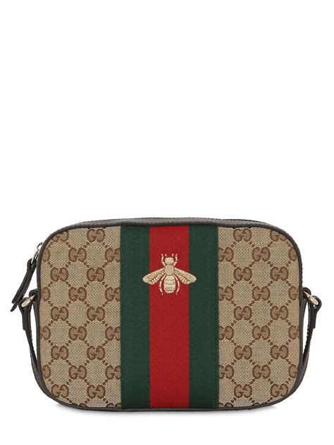 Lyst Gucci Bee Embroidered Leather Shoulder Bag In Black