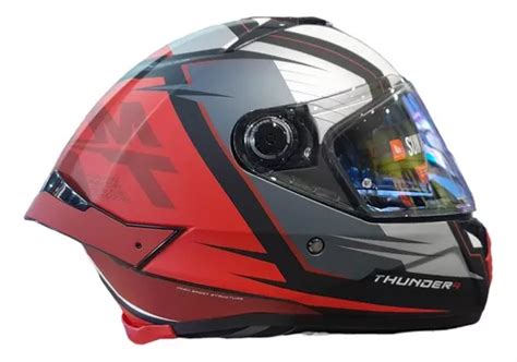 Casco Integral Para Moto Mt Thunder Sv Pental B Rojo Env O Gratis